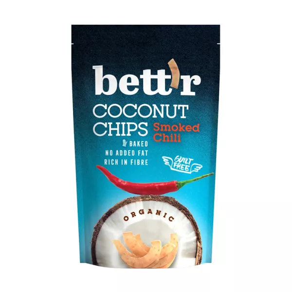 Chips De Cocos Cu Chilli Bio Fara Gluten 70 Grame Bettr De La