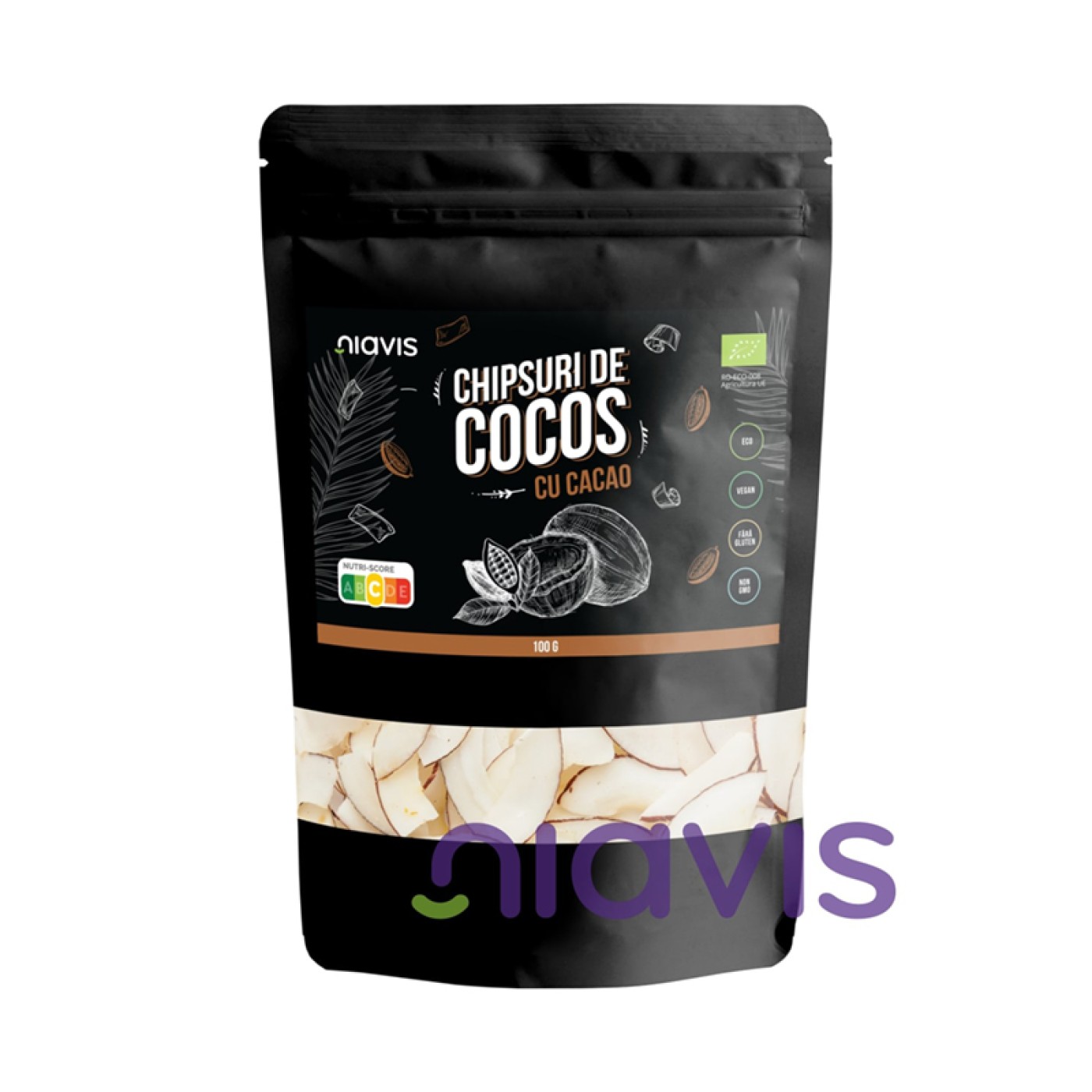 Chipsuri De Cocos Cu Cacao Ecologice BIO 100 Grame Niavis De La